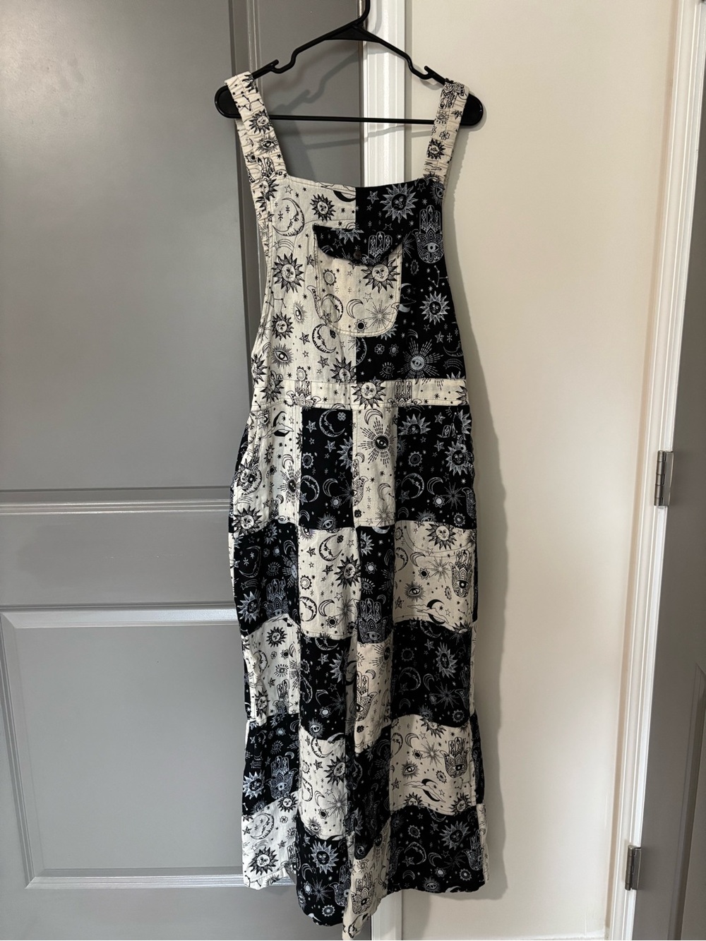 NWOT Rising International Celestial Patchwork Overalls